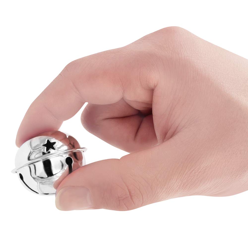 CLLOOTVE 2-Inch/ 50MM Large Metal Craft Bells for Holiday Home, Christmas Festival, Gifts, Party Wedding Decoration DIY Project, 16Pcs, Silver
