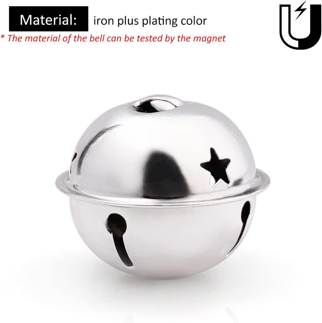 CLLOOTVE 2-Inch/ 50MM Large Metal Craft Bells for Holiday Home, Christmas Festival, Gifts, Party Wedding Decoration DIY Project, 16Pcs, Silver