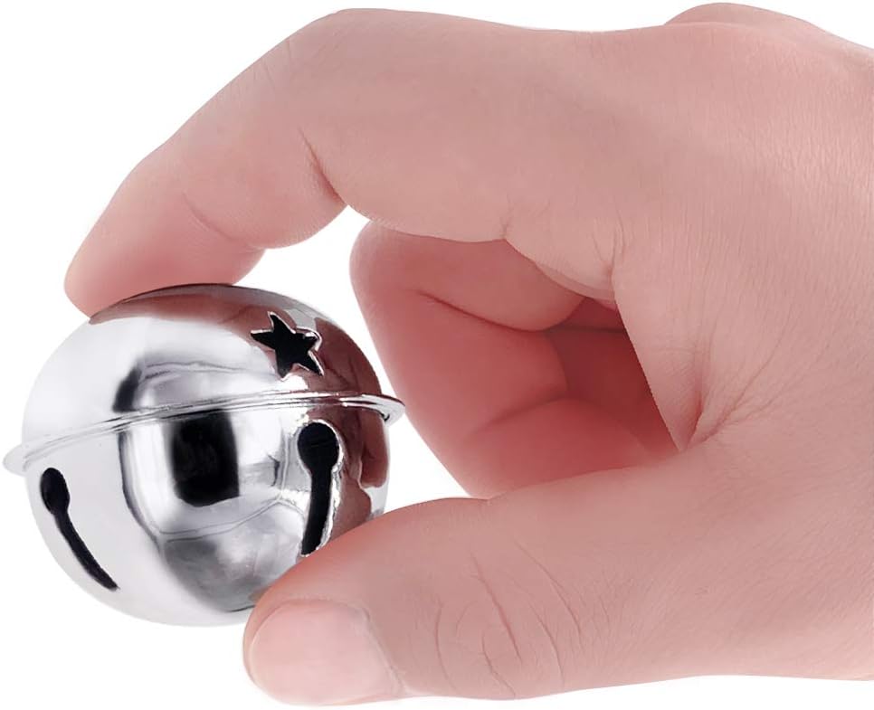 CLLOOTVE 2-Inch/ 50MM Large Metal Craft Bells for Holiday Home, Christmas Festival, Gifts, Party Wedding Decoration DIY Project, 16Pcs, Silver