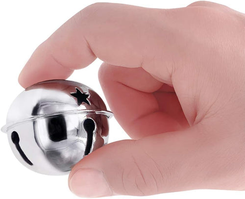 CLLOOTVE 2-Inch/ 50MM Large Metal Craft Bells for Holiday Home, Christmas Festival, Gifts, Party Wedding Decoration DIY Project, 16Pcs, Silver