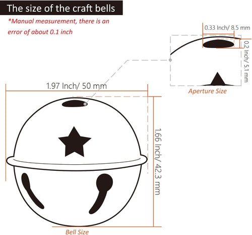 CLLOOTVE 2-Inch/ 50MM Large Metal Craft Bells for Holiday Home, Christmas Festival, Gifts, Party Wedding Decoration DIY Project, 16Pcs, Silver