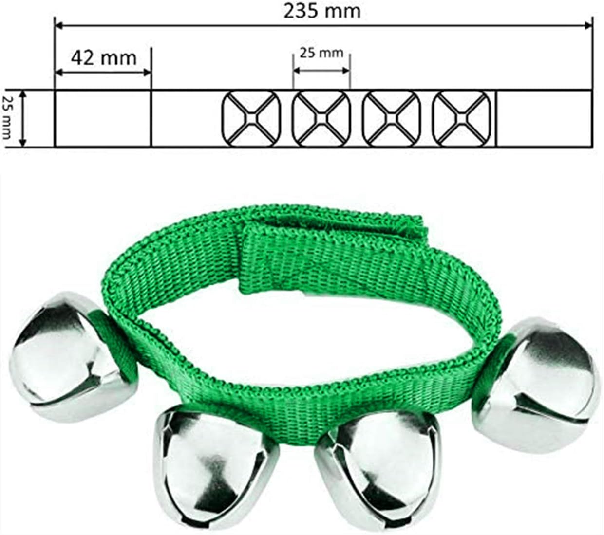 Augshy 10PCS Christmas Wrist Band Jingle Bells, Musical Instruments for Christmas Party Favors (Red and Green)