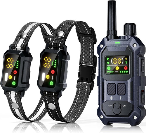 BLACKDOG Military Dog Shock Collar 2 Dogs (5-150lbs) - 4200ft Dog Training Collar with Remote, 4 Training Modes, Flashlight&Strobe, 90-Day Battery, IP67 Waterproof Dog E Collar for All Breeds (Blue)