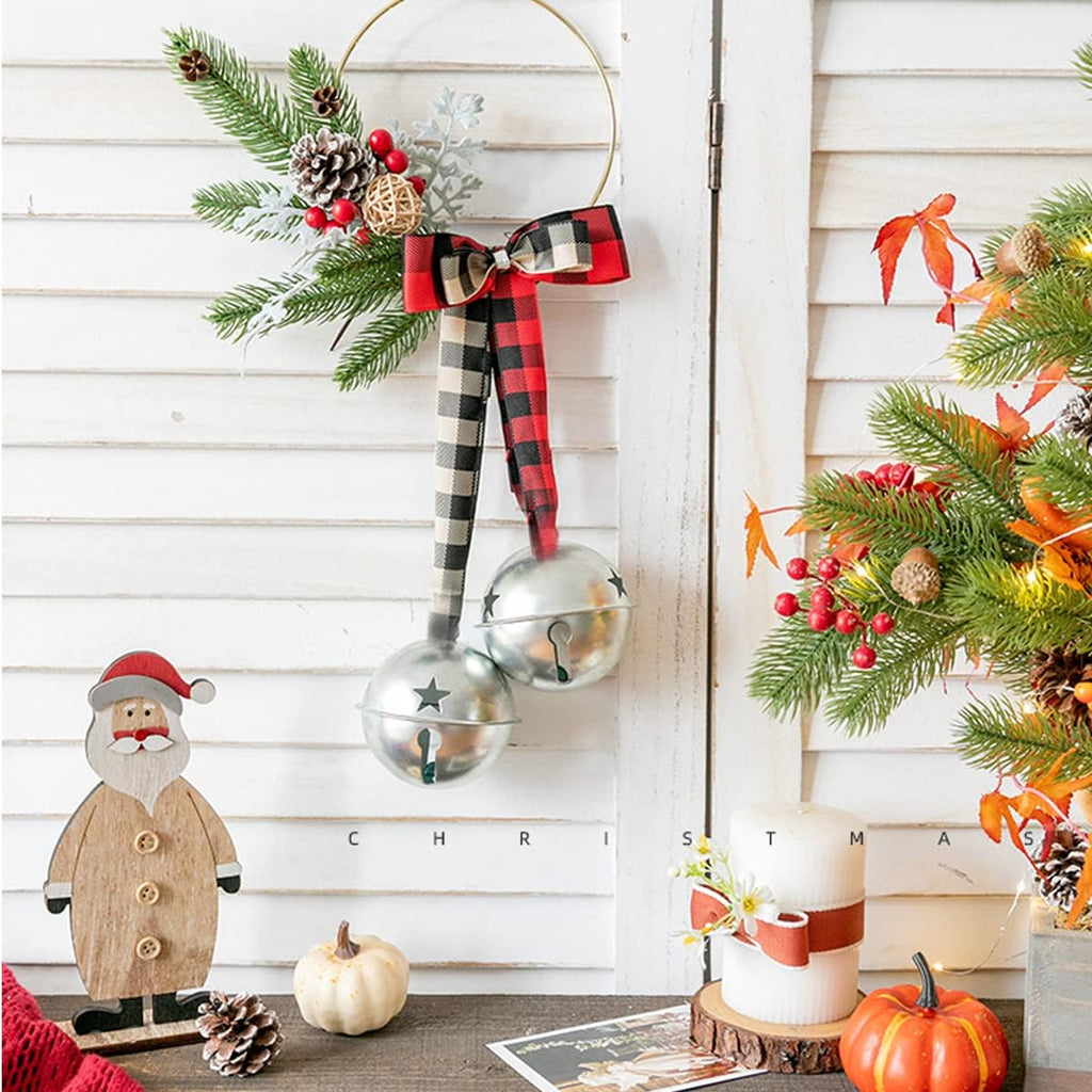 CLLOOTVE 2-Inch/ 50MM Large Metal Craft Bells for Holiday Home, Christmas Festival, Gifts, Party Wedding Decoration DIY Project, 16Pcs, Silver