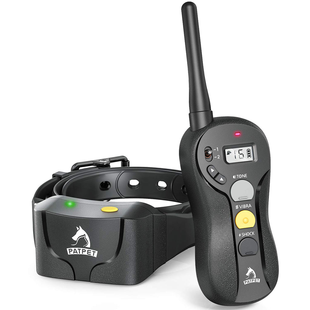 PATPET 2 Dogs Training Collar with Remote - IPX7 Waterproof Shock Collar for 2 Dogs with 3 Modes (Beep/Vibration/16 Levels Static), 3000FT Rechargeable E Collar for Medium Large Dogs (10-140 lbs)