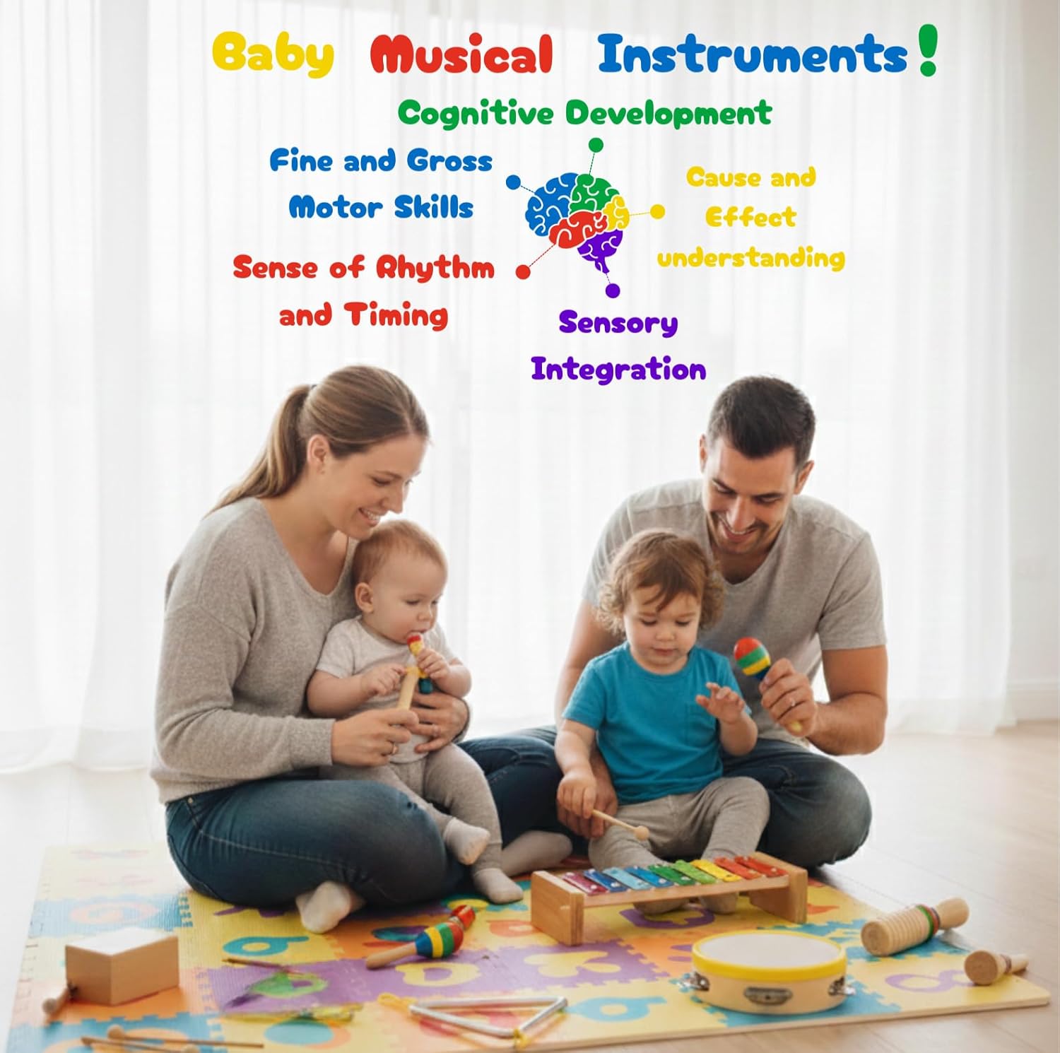 Baby Musical Instruments Set for Toddlers - Toddler Music Toys & Little People Toys - Sensory Toys for Early Learning, Development, and Fun - Safe & Durable Educational Musical Toys