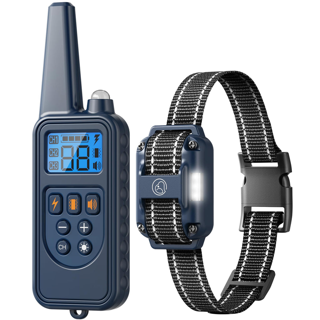 Dog Training Collar with Remote, 2600FT Range,4 Training Modes Beep, Shake, Safe Shock, LED Light,Rechargeable IPX7 Waterproof for All Breeds Sizes, withThree Receiver Collars for 3 Dogs