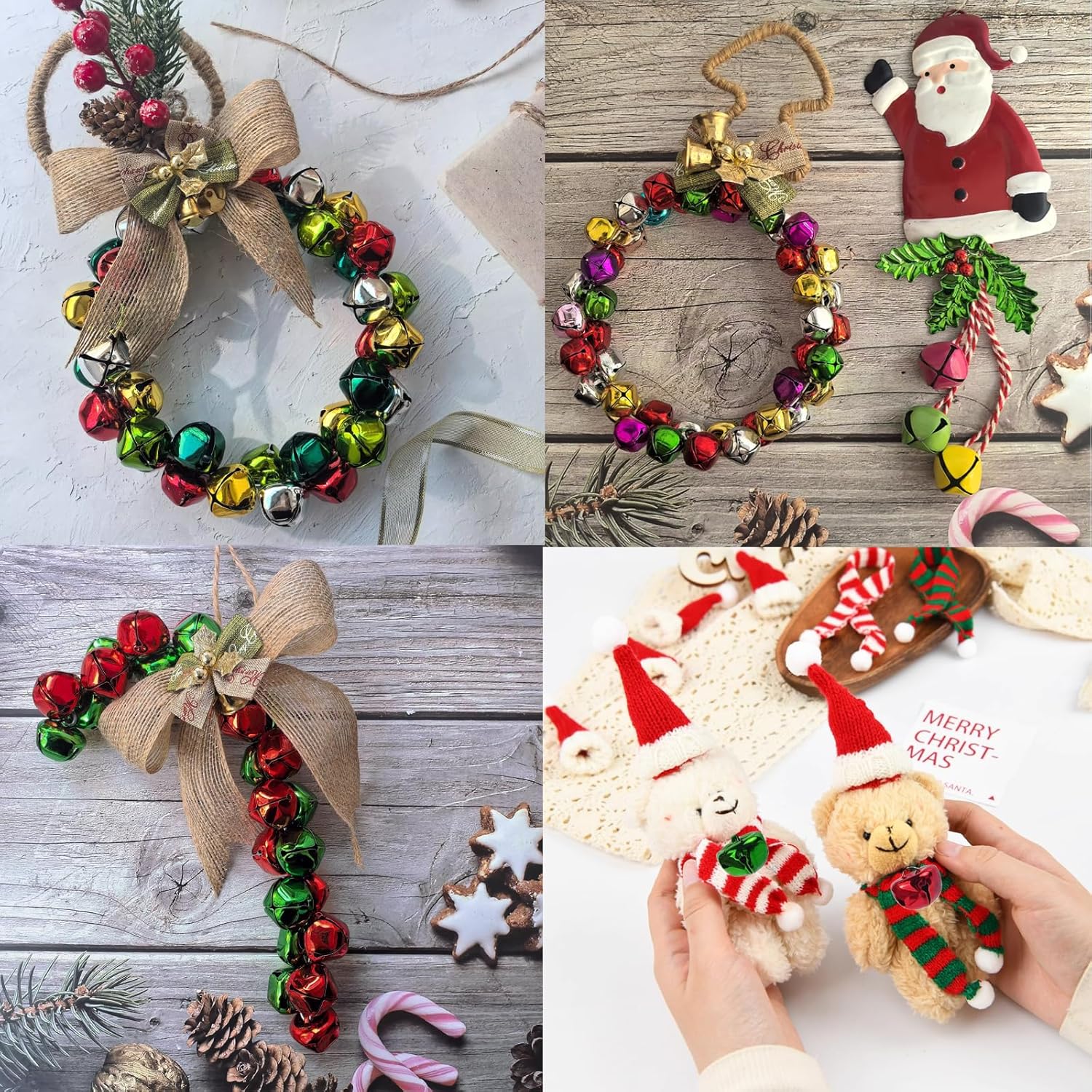 TIHOOD 160PCS 0.6inch Jingle Bells for Crafts, Large Jingle Bells Christmas Jingle Bell, Cheerful Sound Craft Bells for Wreath, Holiday Home and Christmas Decoration, 8 Colors