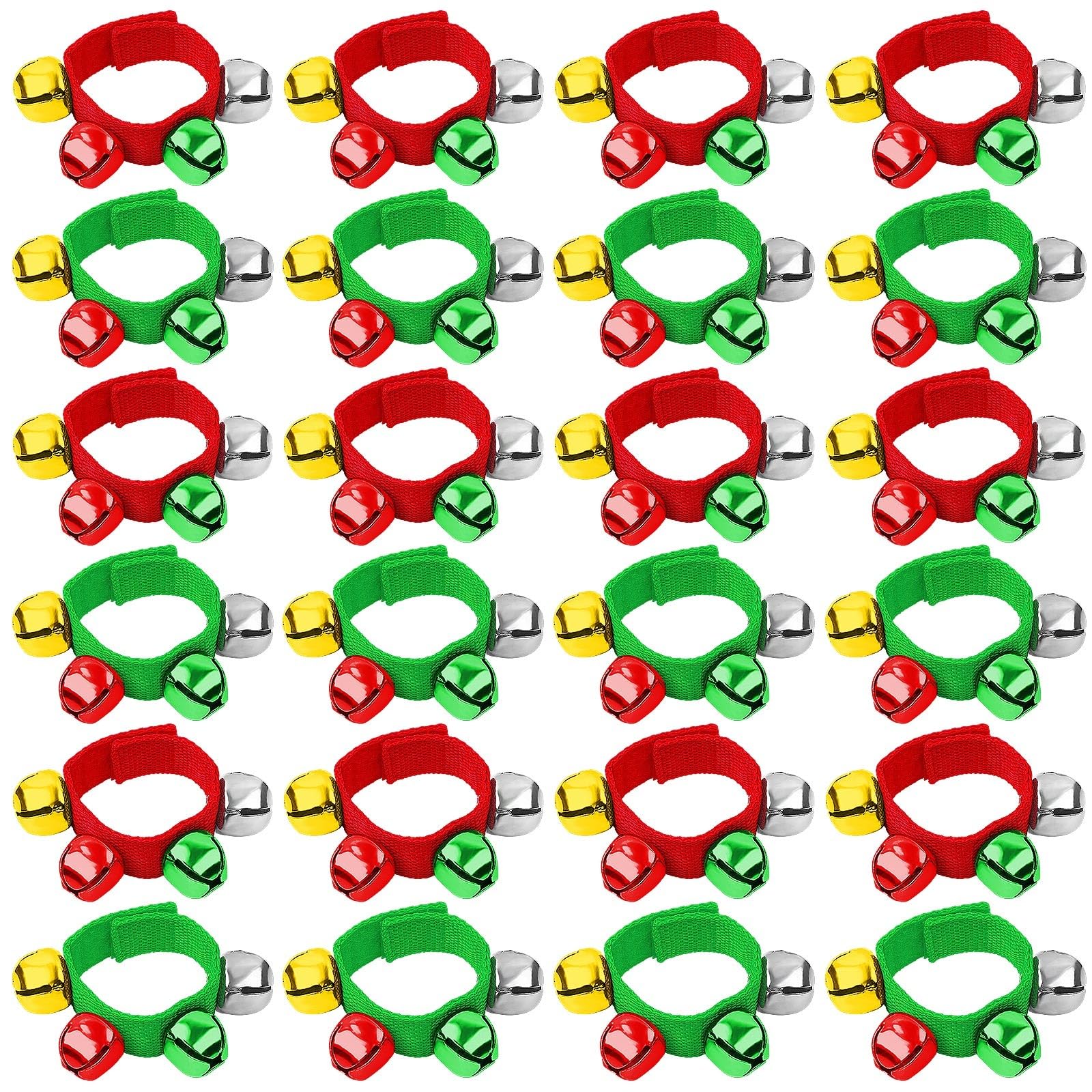 Augshy Jingle Bells, 24 Pcs Wrist Band Jingle Bells, 12 Musical Instruments Gift for Kids