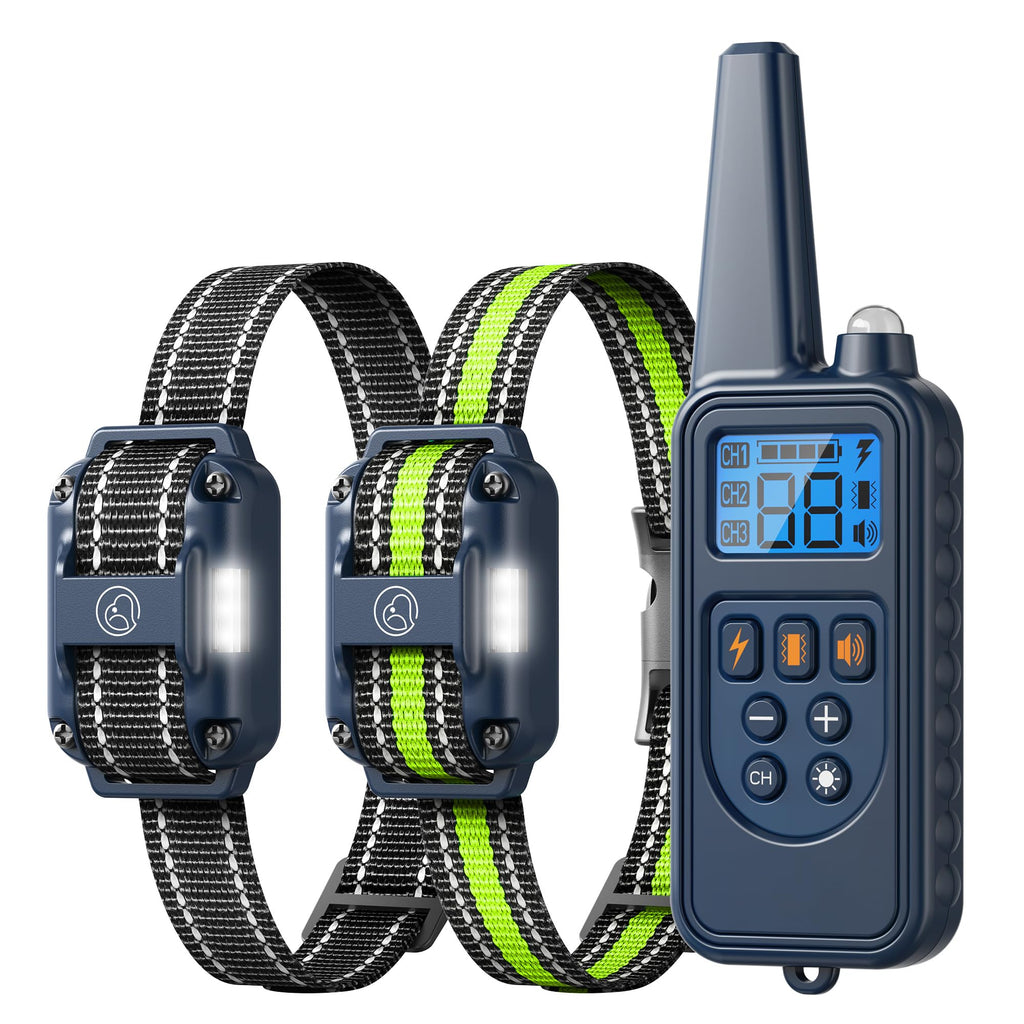 Dog Training Collar with Remote, 2600FT Range,4 Training Modes Beep, Shake, Safe Shock, LED Light,Rechargeable IPX7 Waterproof for All Breeds Sizes, withThree Receiver Collars for 3 Dogs