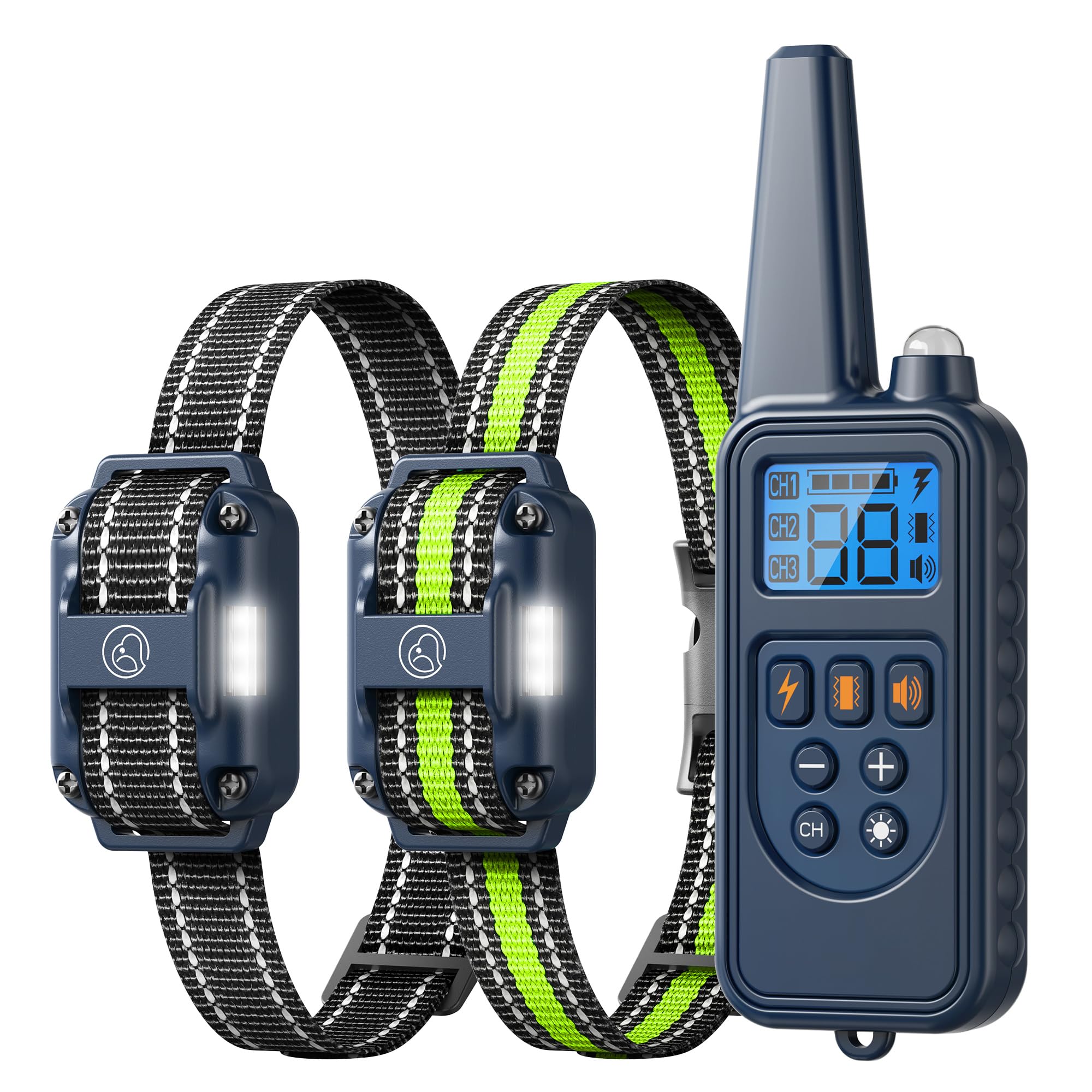 Dog Training Collar with Remote, 2600FT Range,4 Training Modes Beep, Shake, Safe Shock, LED Light,Rechargeable IPX7 Waterproof for All Breeds Sizes, withThree Receiver Collars for 3 Dogs