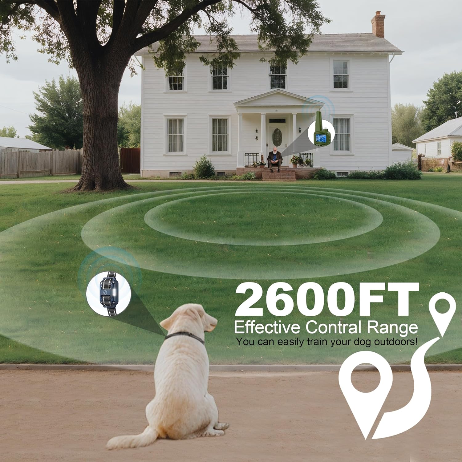 Dog Training Collar with Remote, 2600FT Range,4 Training Modes Beep, Shake, Safe Shock, LED Light,Rechargeable IPX7 Waterproof for All Breeds Sizes, withThree Receiver Collars for 3 Dogs