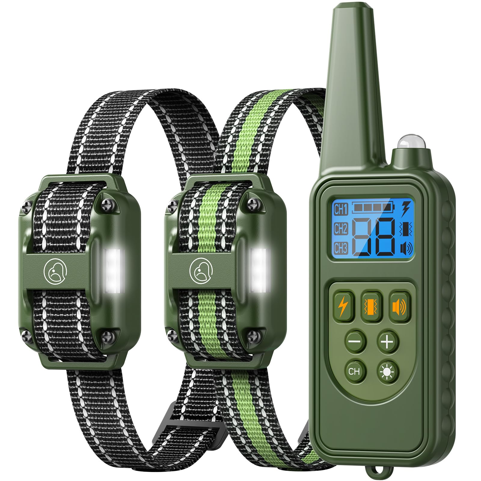 Dog Training Collar with Remote, 2600FT Range,4 Training Modes Beep, Shake, Safe Shock, LED Light,Rechargeable IPX7 Waterproof for All Breeds Sizes, withThree Receiver Collars for 3 Dogs