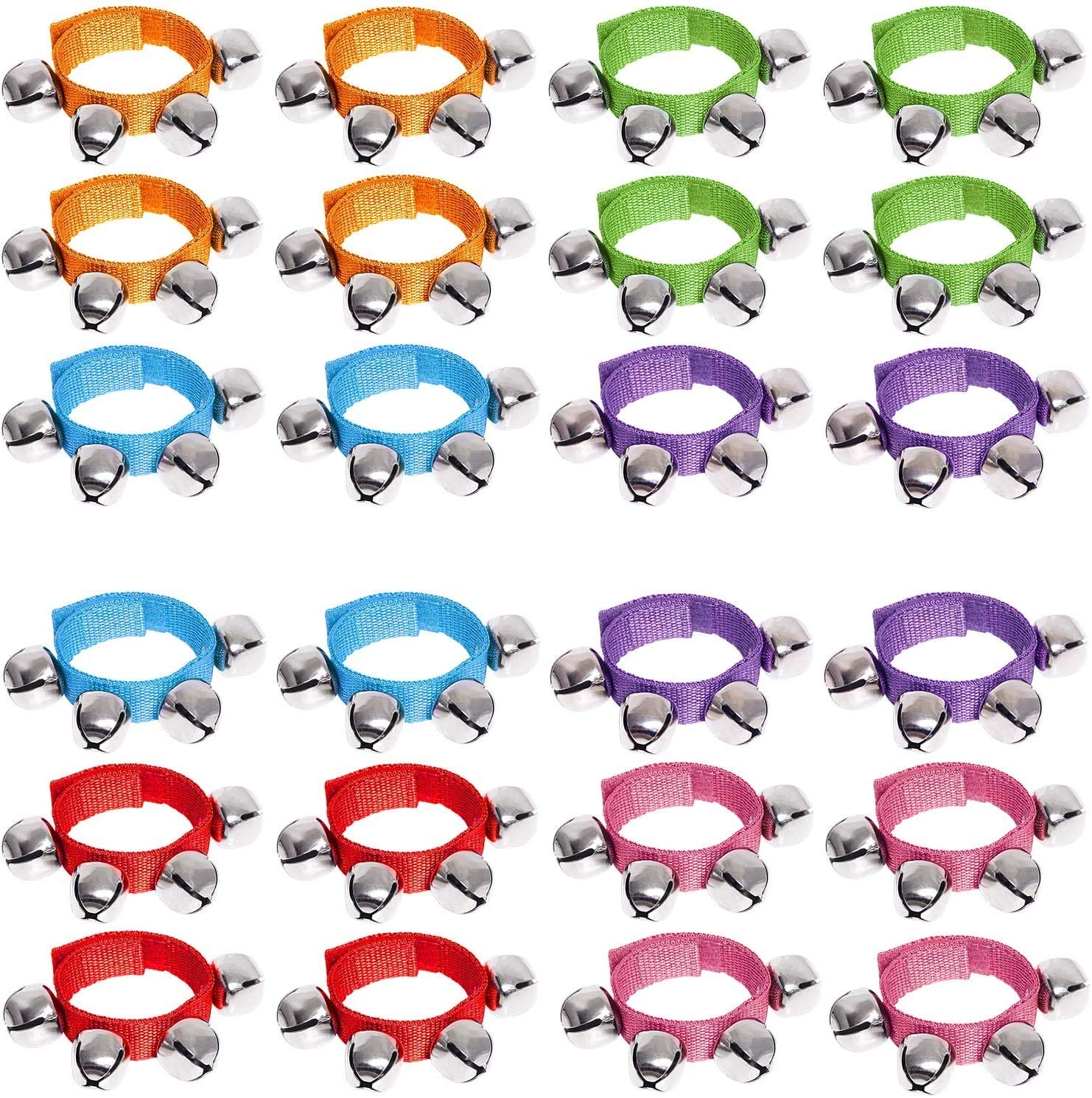 Augshy Jingle Bells, 24 Pcs Wrist Band Jingle Bells, 12 Musical Instruments Gift for Kids